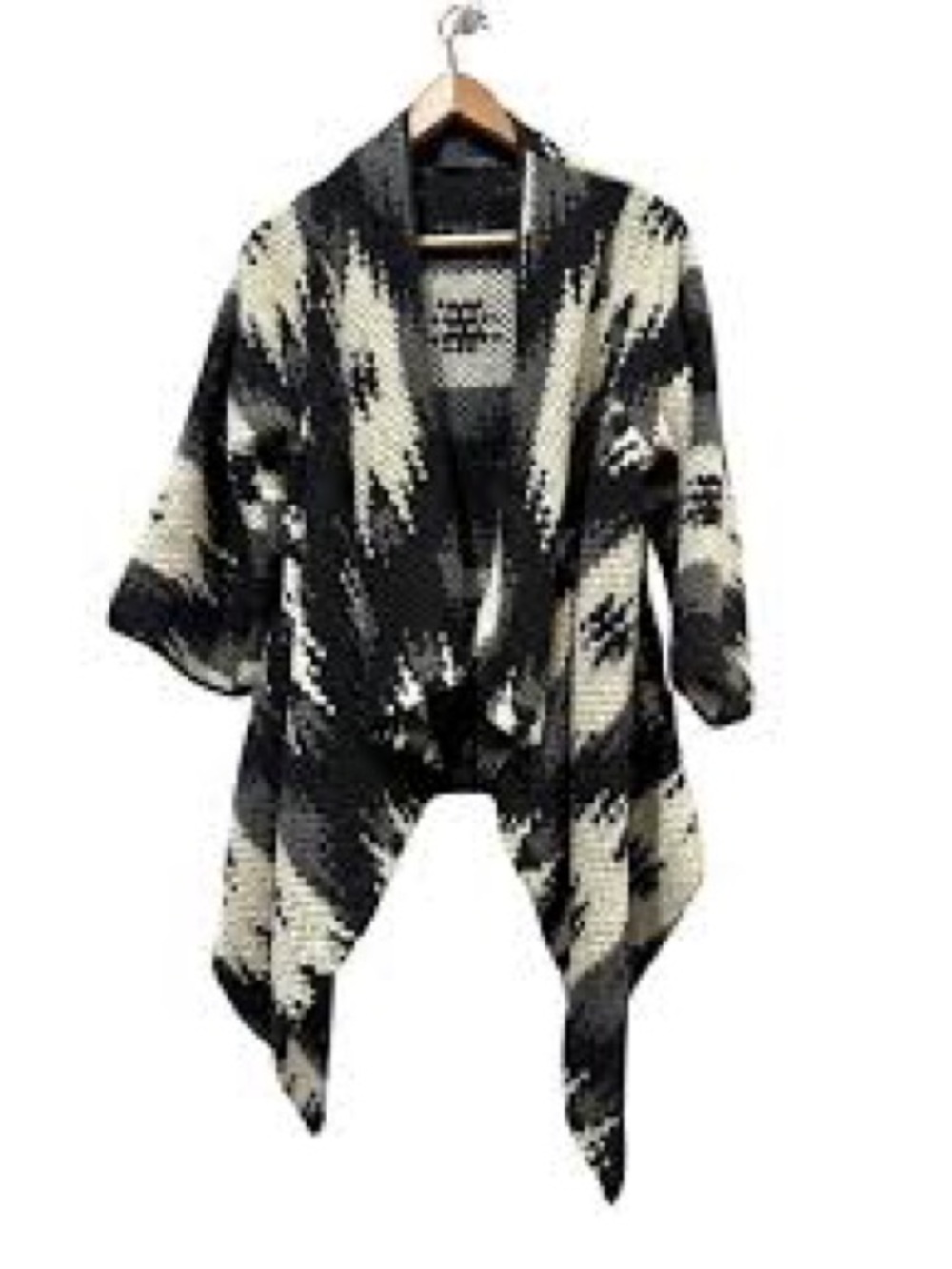 Dolce Vita Black & Cream Draped Open-Front Knit Cardigan
